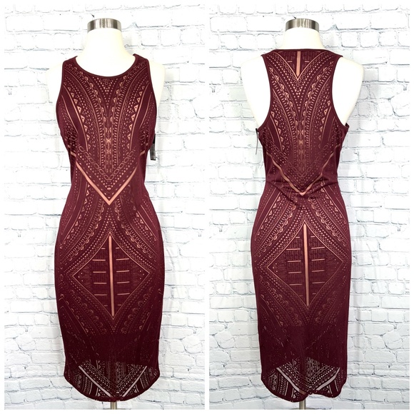 Mossimo Supply Co. Dresses & Skirts - NWT🤩|•MISSIMO•|Fitted/Stretch Nude Lined Cabernet Wine Cutout Dress